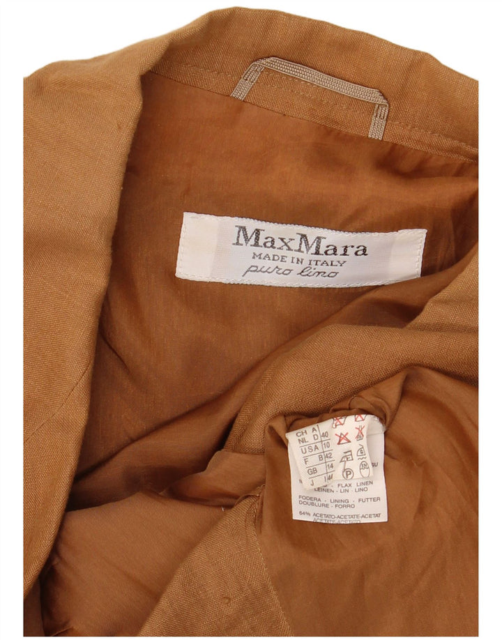 Max Mara Womens 1 Button Blazer Jacket UK 14 Large  Brown Linen