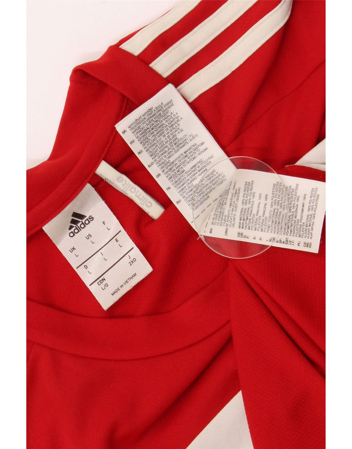 Adidas Mens Climalite T-Shirt Top Large Red Colourblock Polyester