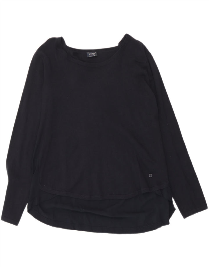 Armani Jeans Womens Top Long Sleeve UK 12 Medium Navy Blue