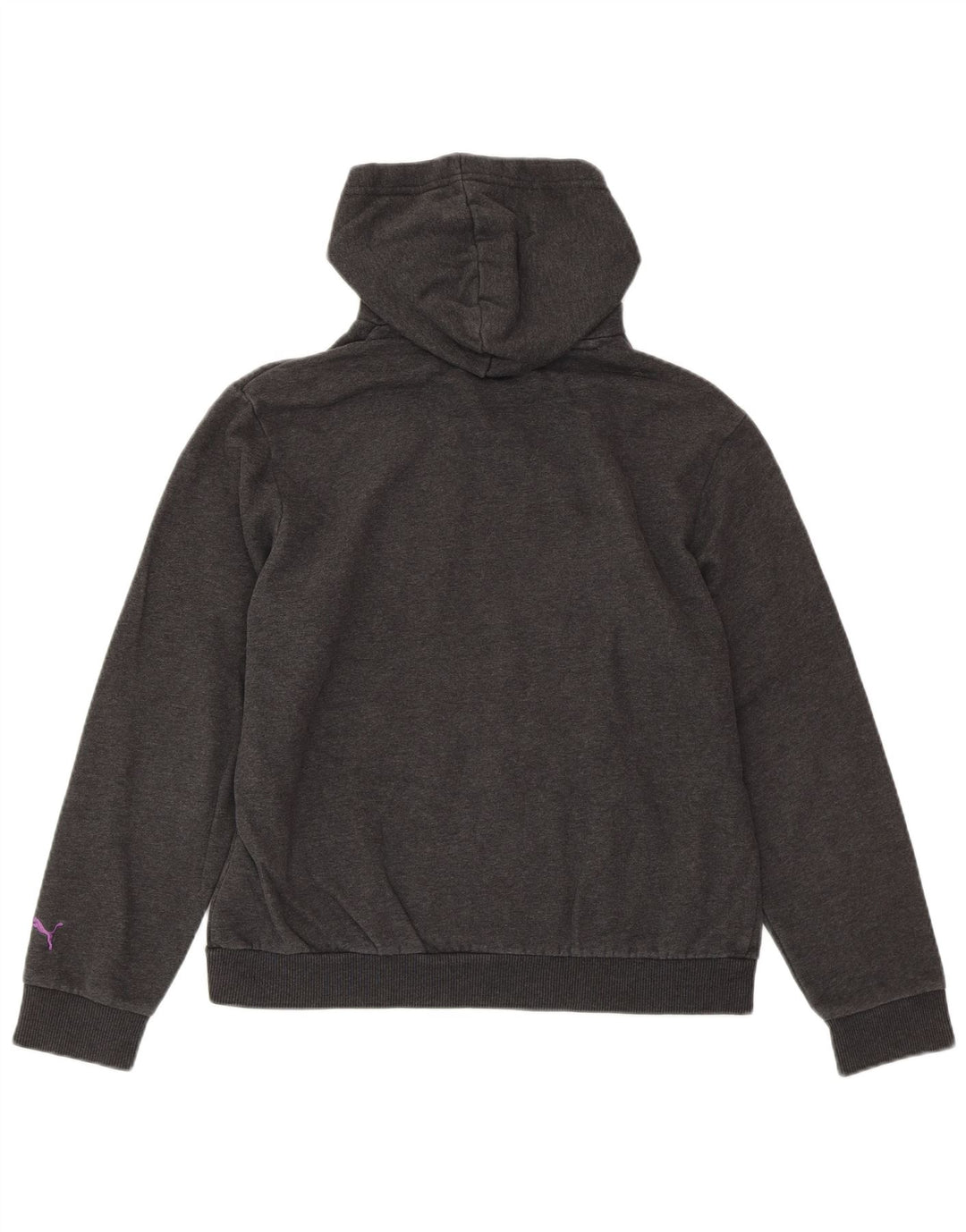 PUMA Womens Graphic Hoodie Jumper UK 14 Large Grey Cotton