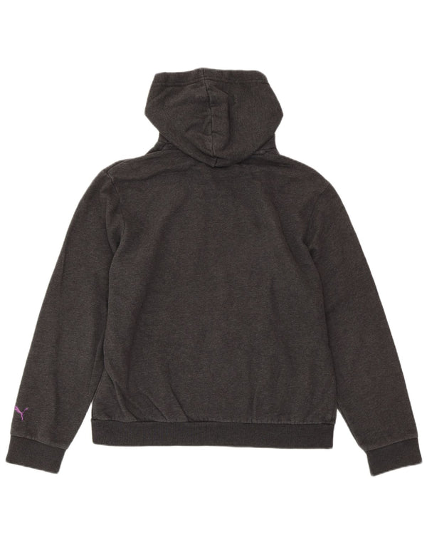 PUMA Womens Graphic Hoodie Jumper UK 14 Large Grey Cotton