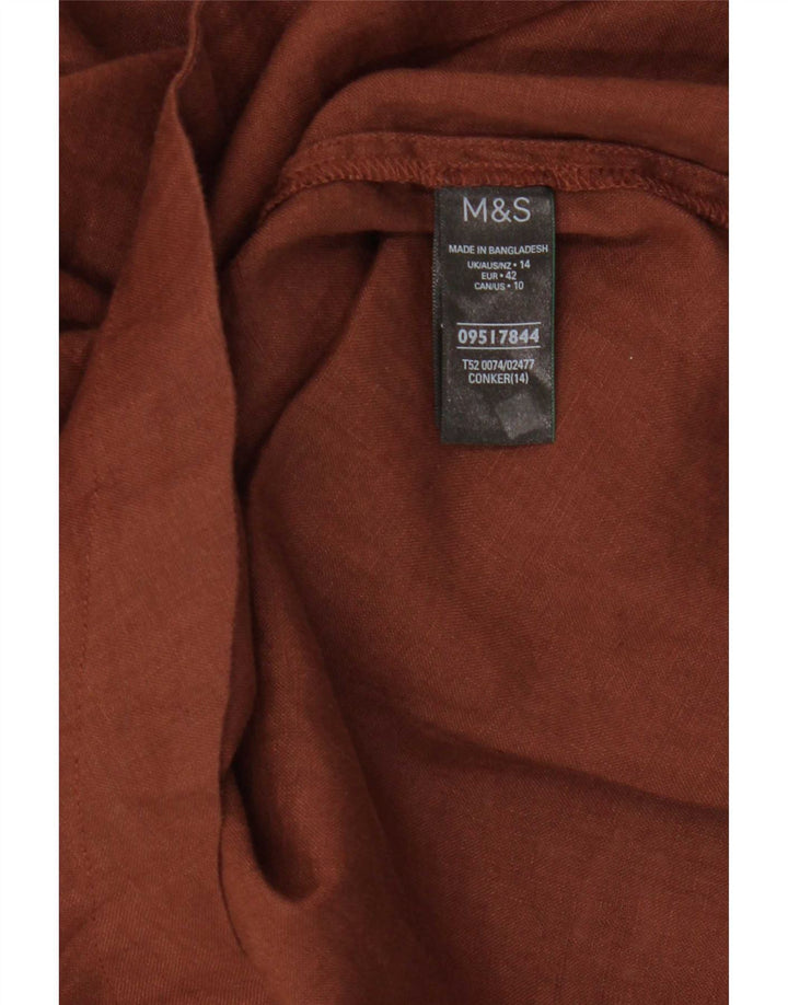Marks & Spencer Womens Tunic Top UK 14 Large Brown Linen