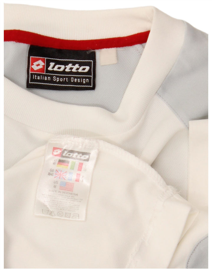 LOTTO Mens T-Shirt Top UK 38/40 Medium White Colourblock Polyester