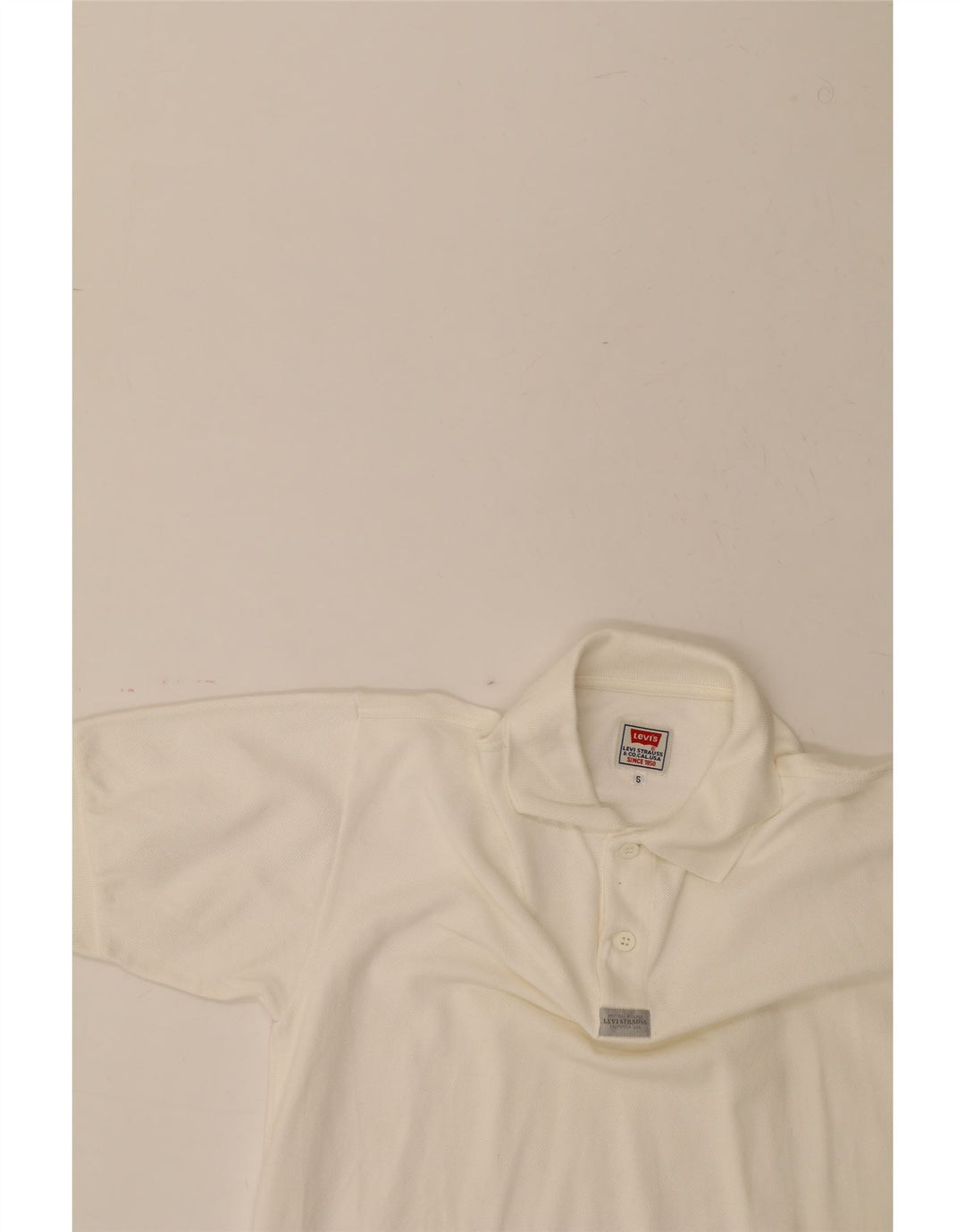 LEVI'S Mens Polo Shirt Small White Cotton Vintage Levi's and Second-Hand Levi's from Messina Hembry 