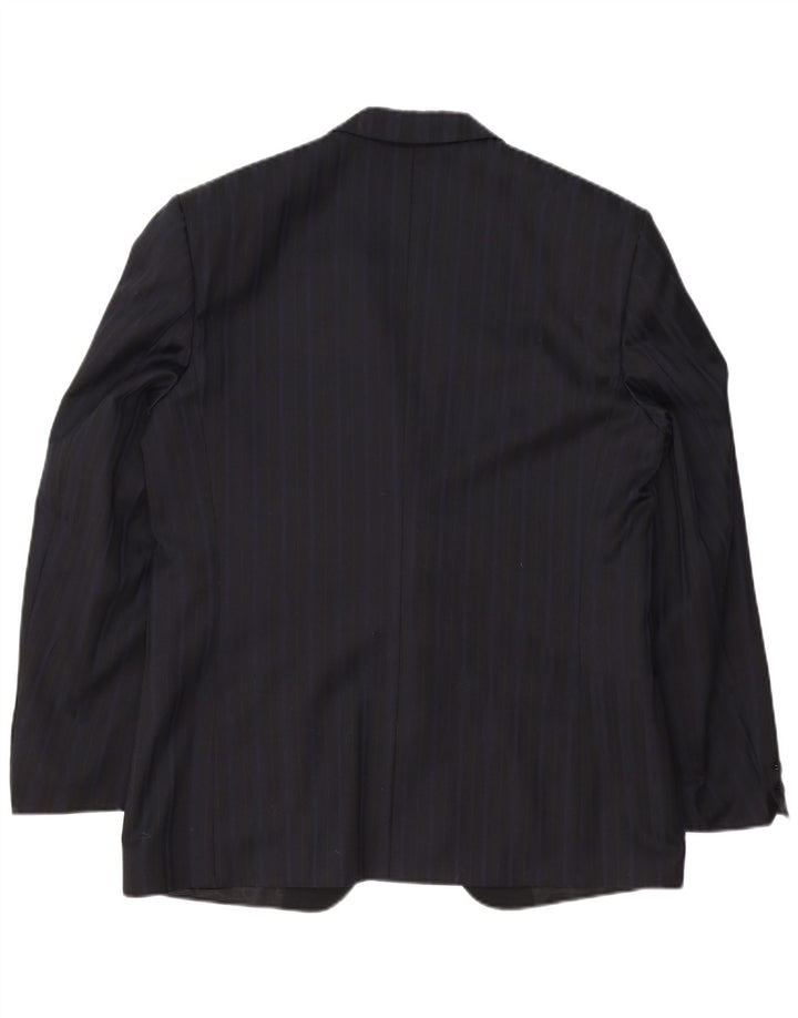 TREVIRA Mens 1 Button Blazer Jacket IT 52 XL Navy Blue Striped Polyester
