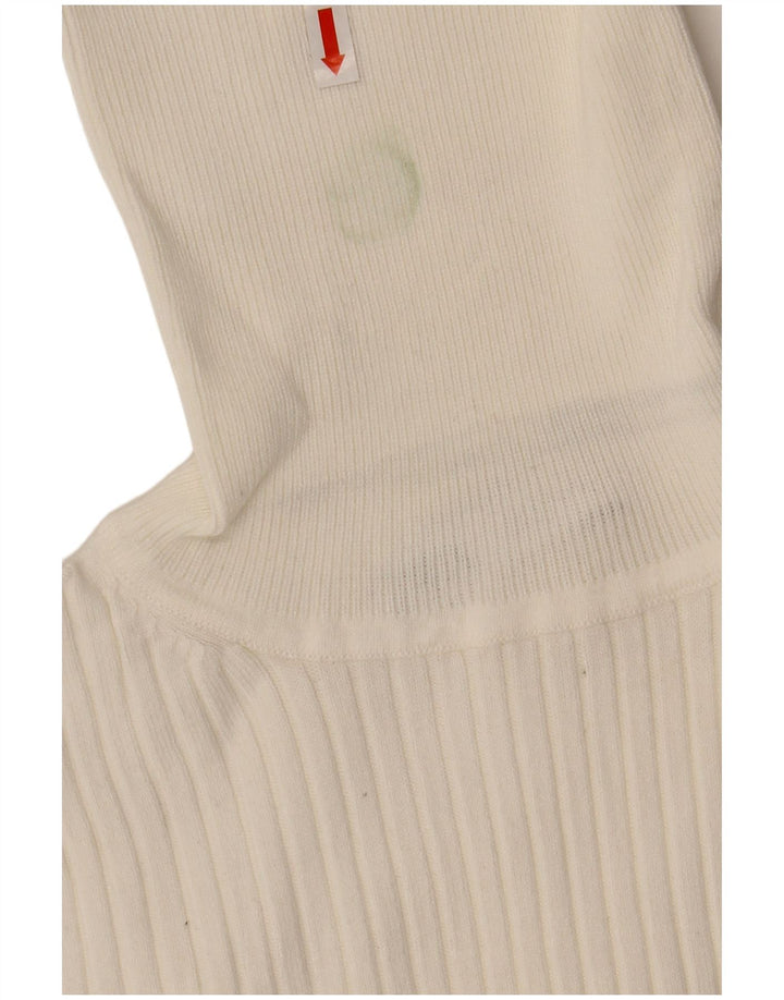 ZARA Womens Crop Roll Neck Jumper Sweater UK 10 Small White Viscose