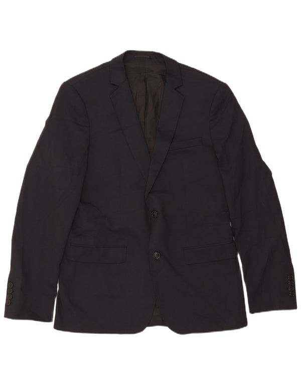 Zara Mens 2 Button Blazer Jacket EU 50 Medium Navy Blue Polyester
