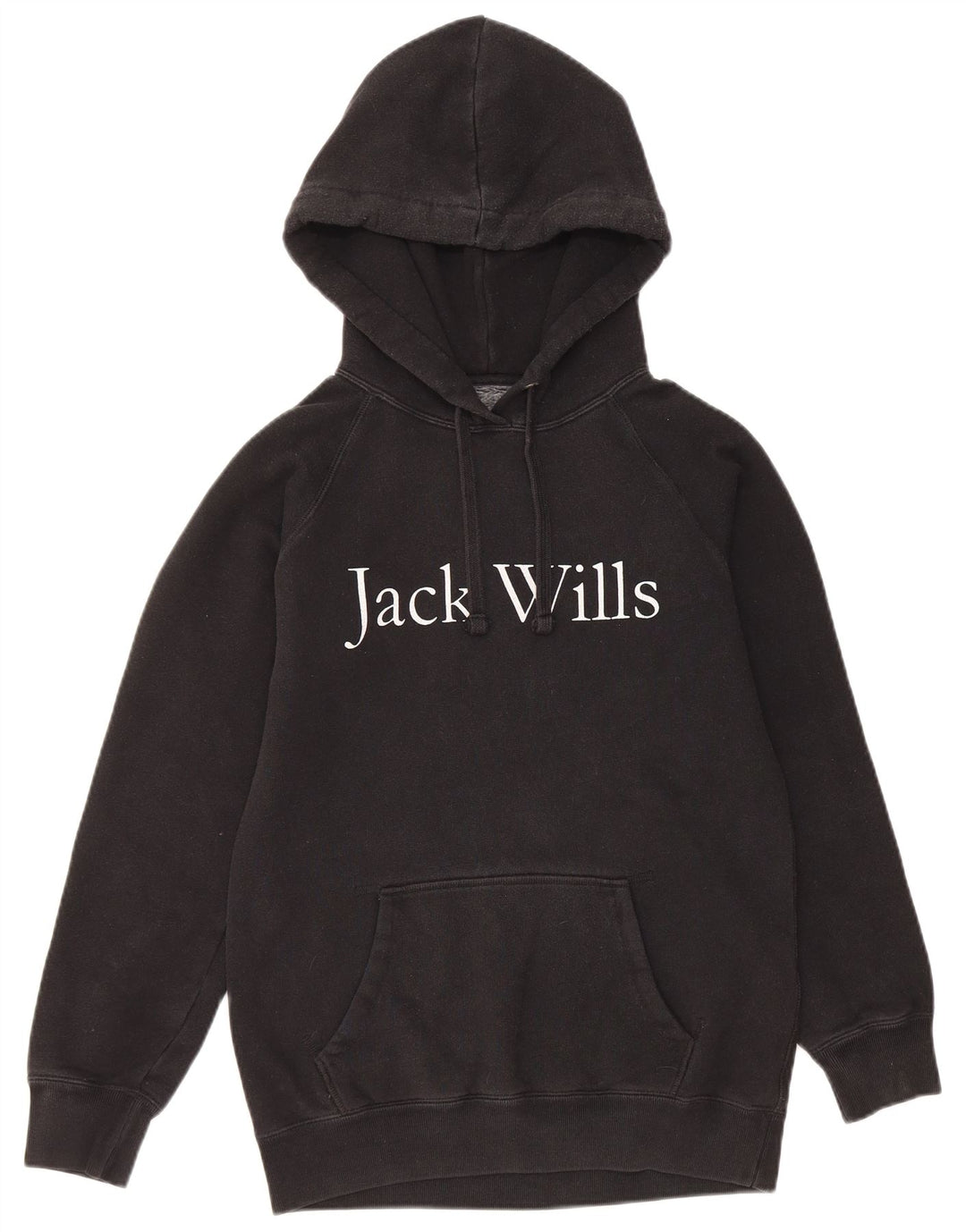 JACK WILLS Womens Oversized Graphic Hoodie Jumper UK 6 XS Black Cotton