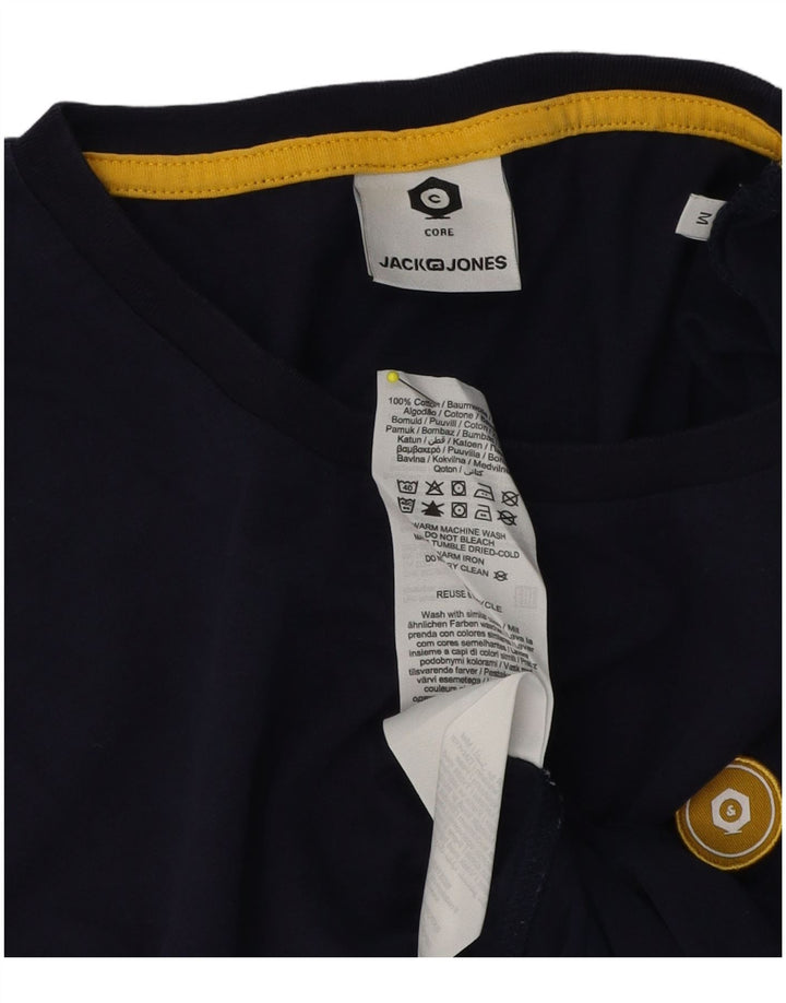 Jack & Jones Mens T-Shirt Top Medium Navy Blue Cotton