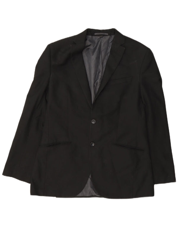 Marks & Spencer Mens 2 Button Blazer Jacket UK 40 Medium Black Polyester
