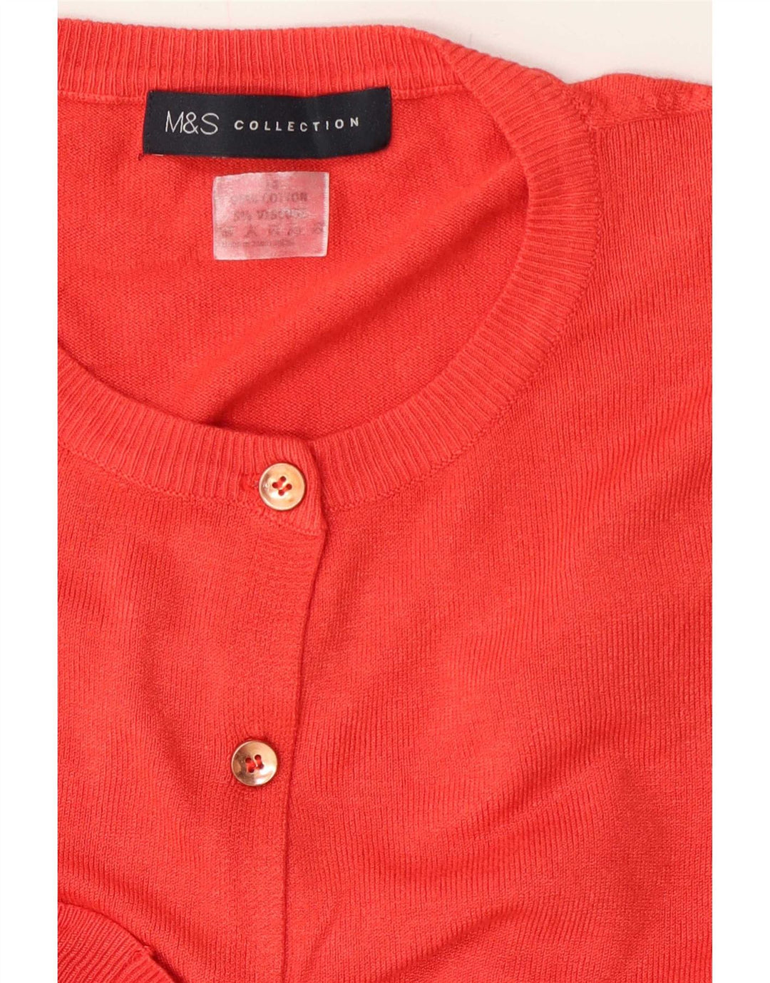 Marks & Spencer Womens Regular Fit Cardigan Sweater UK 12 Medium Red Cotton