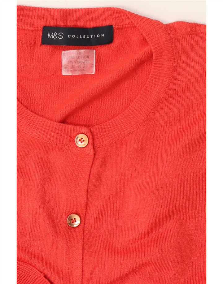 Marks & Spencer Womens Regular Fit Cardigan Sweater UK 12 Medium Red Cotton