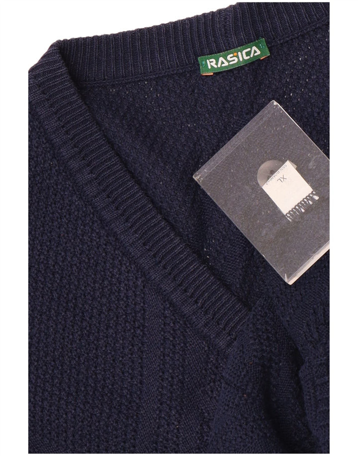 Rasica Mens Cardigan Sweater XL Navy Blue Cotton
