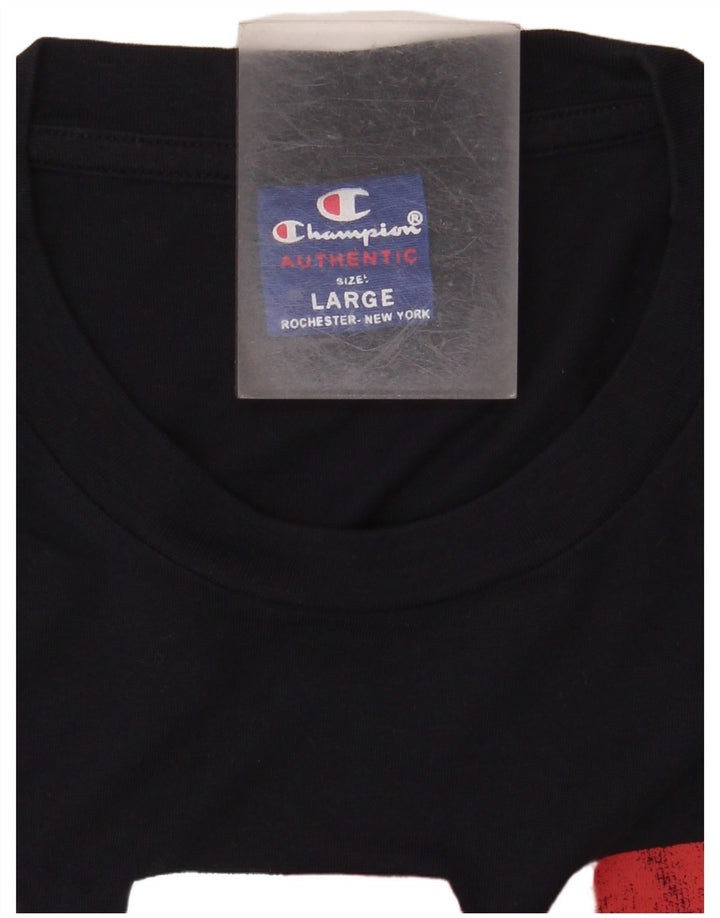 CHAMPION Mens Graphic T-Shirt Top Large Navy Blue