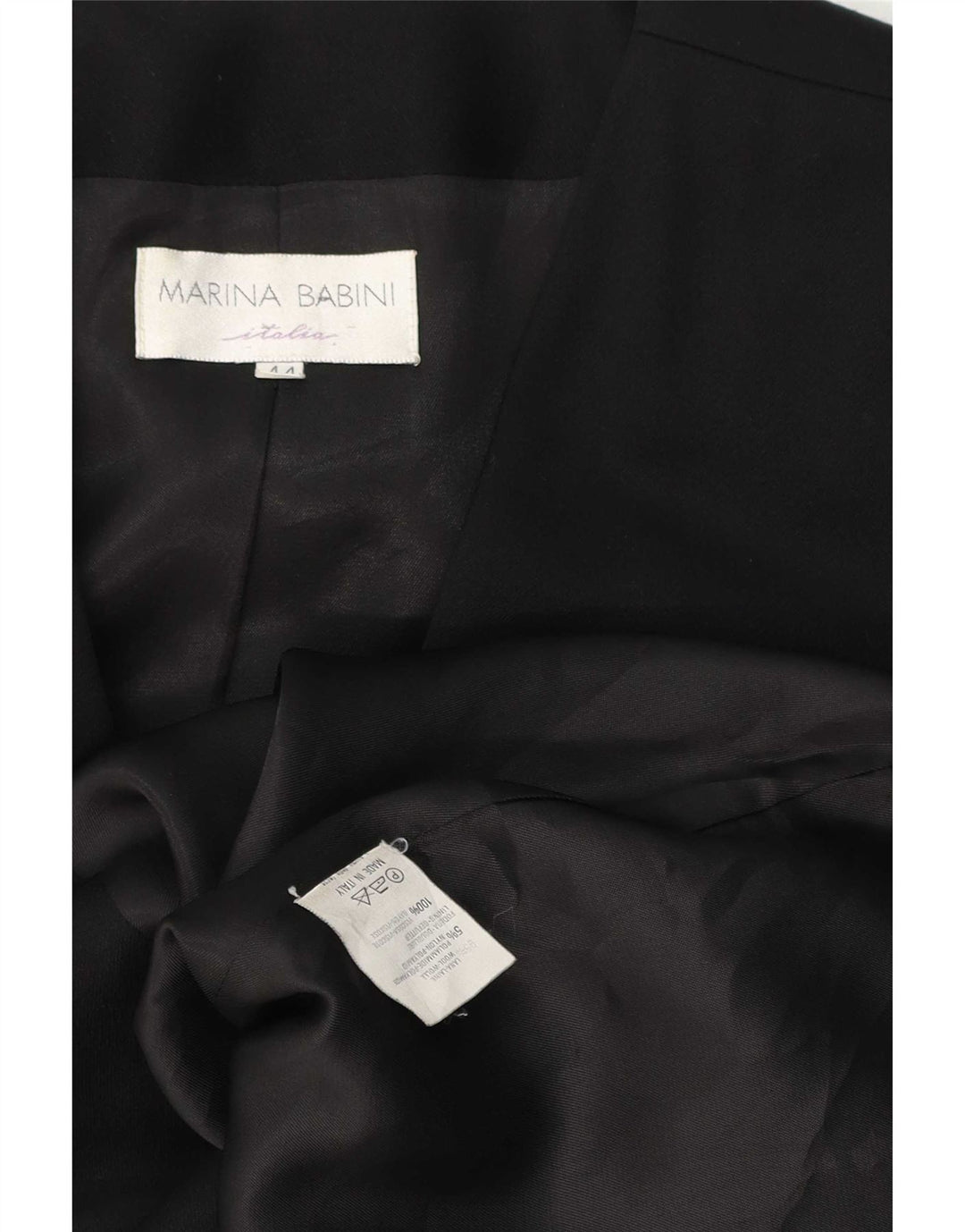 Marina Babini Womens Double Breasted Blazer Jacket IT 44 Medium Black Wool