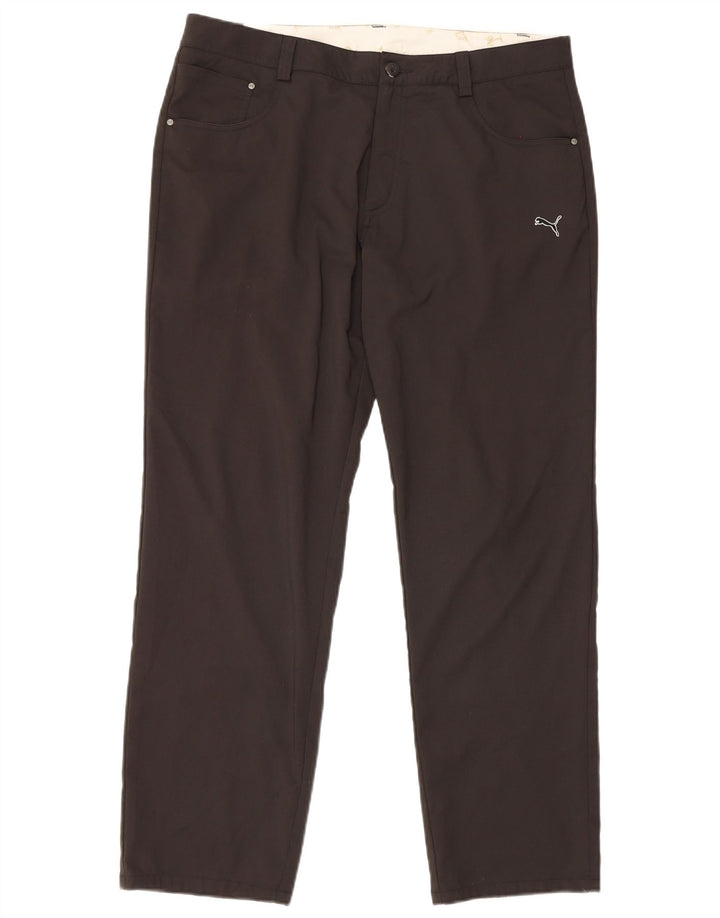 Puma Mens Straight Casual Trousers W36 L32 Black Polyester