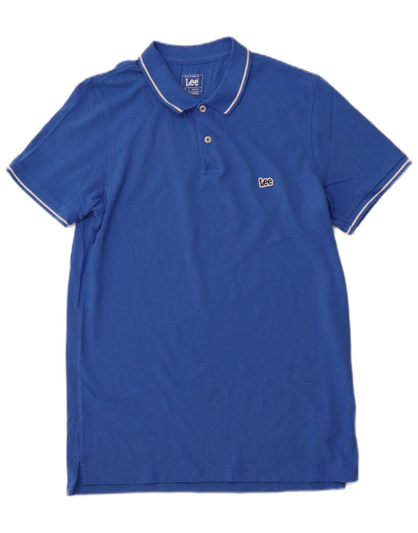 LEE Mens Regular Fit Polo Shirt Medium Blue Cotton