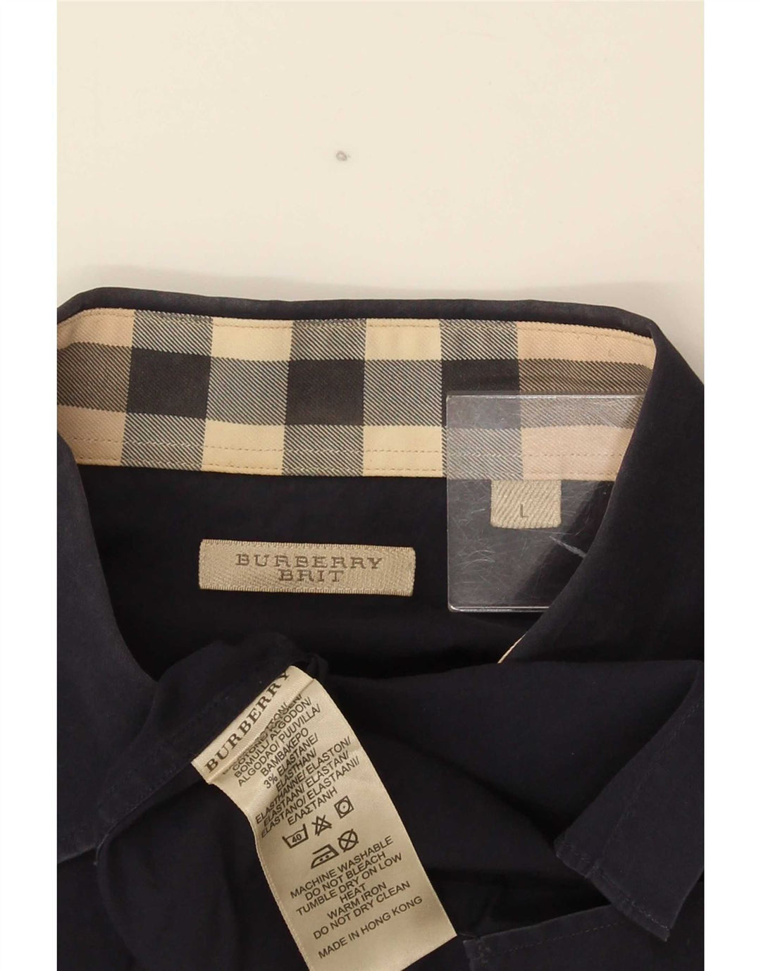 Burberry Mens BRIT Shirt Large Navy Blue Cotton