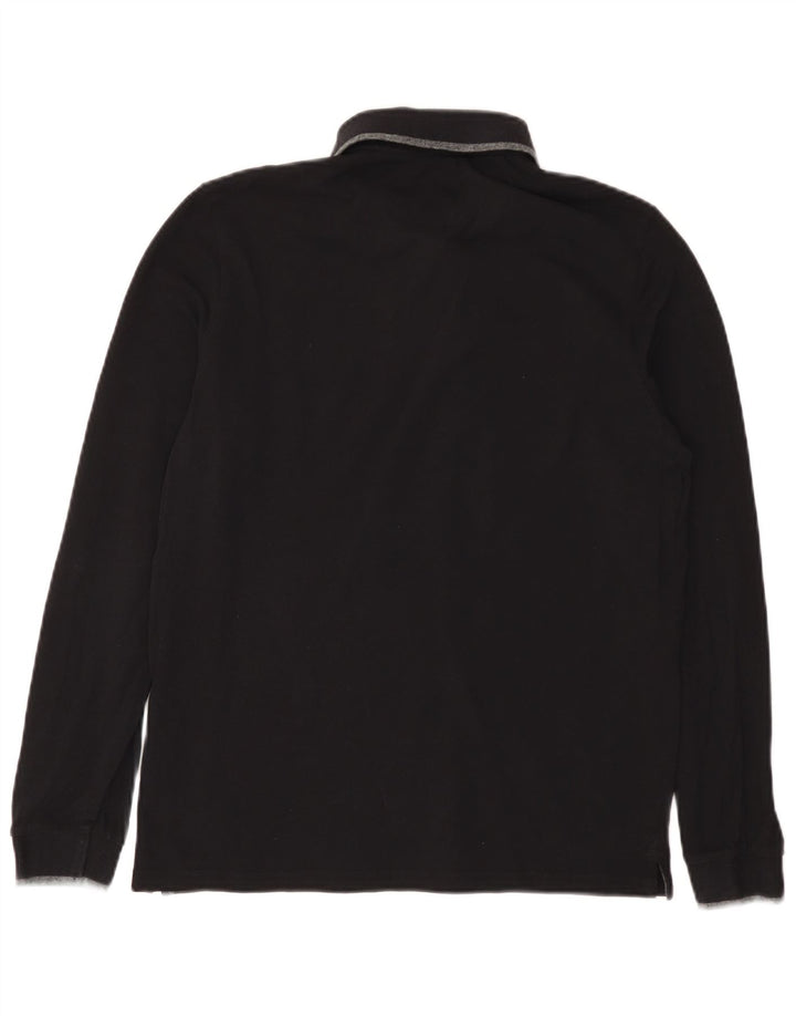 CHAMPION Mens Long Sleeve Polo Shirt Small Black Cotton