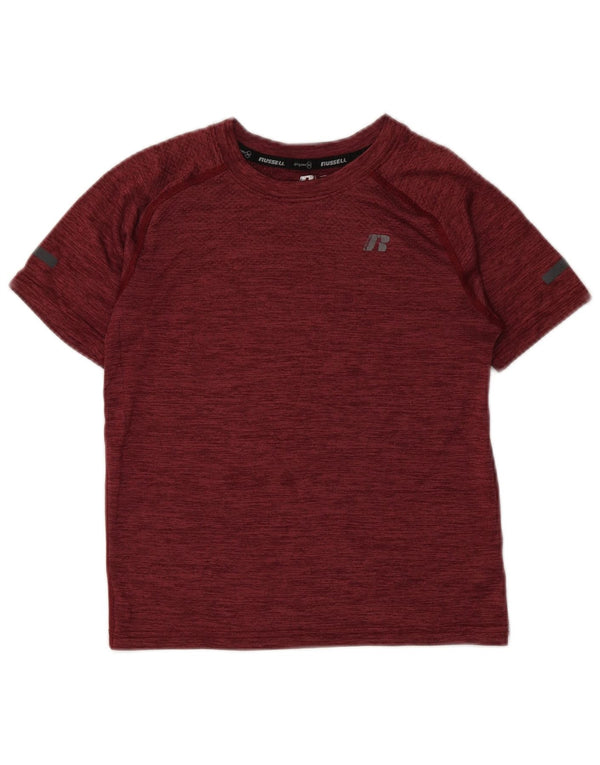 Russell Athletic Boys T-Shirt Top 7-8 Years Medium Burgundy Flecked Nylon