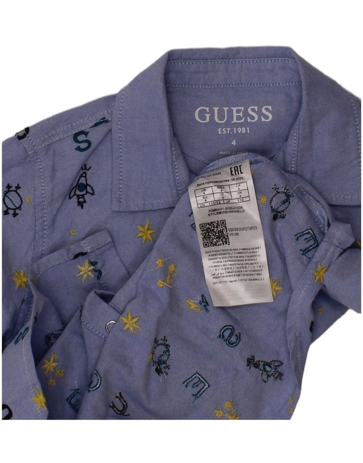 GUESS Boys Graphic Shirt 3-4 Years Blue Cotton