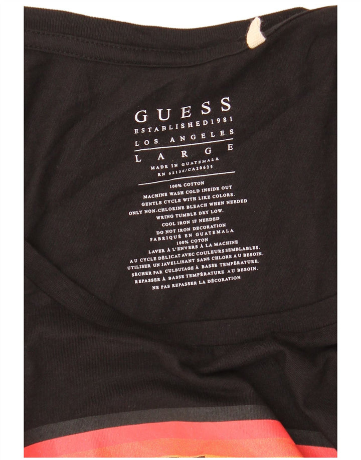 Guess Mens Graphic Vest Top Large Black Cotton