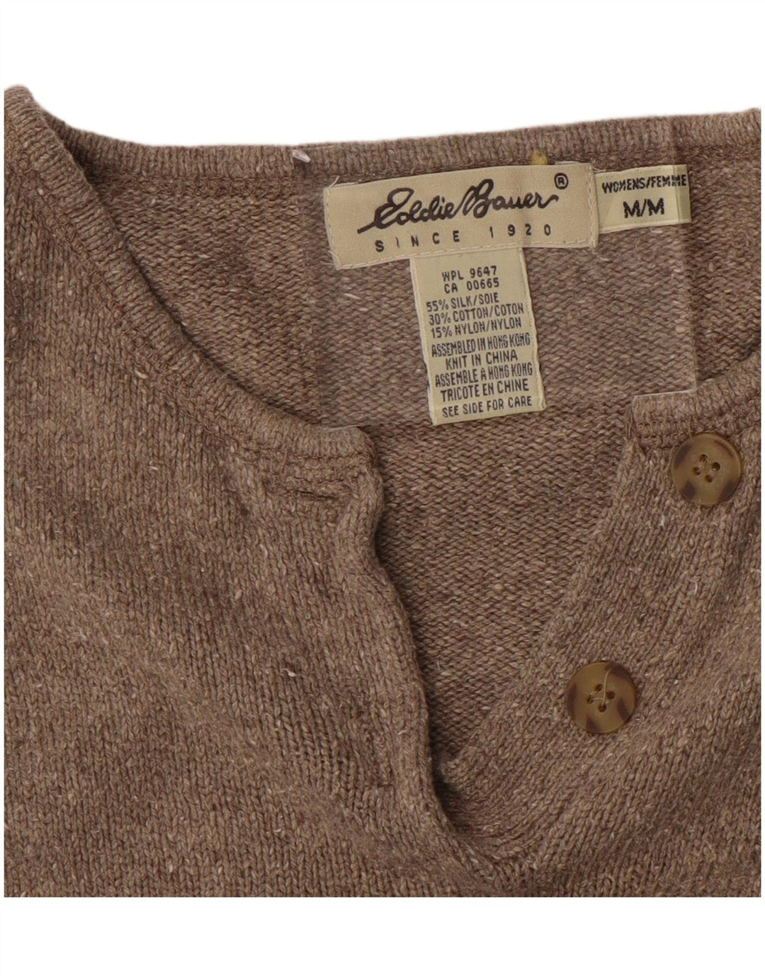 EDDIE BAUER Womens Oversized Boat Neck Jumper Sweater UK 14 Medium Brown