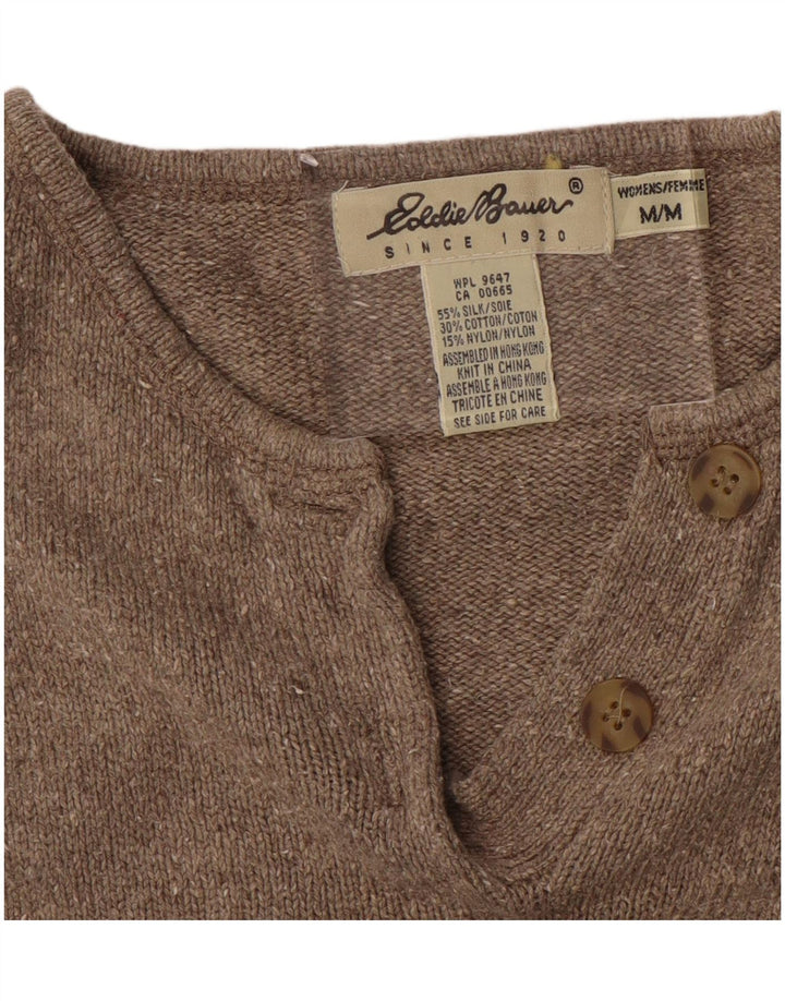 EDDIE BAUER Womens Oversized Boat Neck Jumper Sweater UK 14 Medium Brown