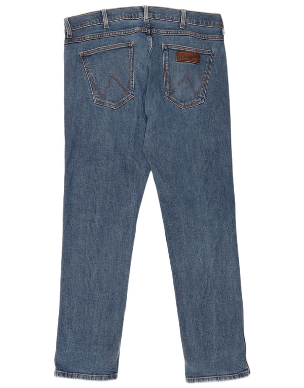 Wrangler Mens Greensboro Straight Jeans W36 L32 Blue Cotton