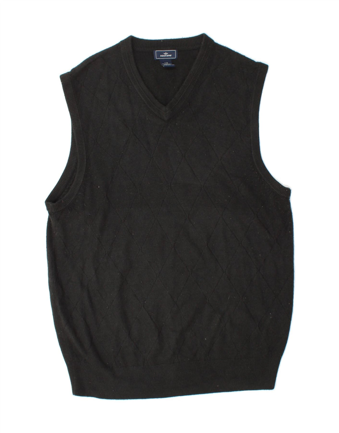 DOCKERS Mens Vest Tank Top Large Black Argyle/Diamond Acrylic Vintage Dockers and Second-Hand Dockers from Messina Hembry 