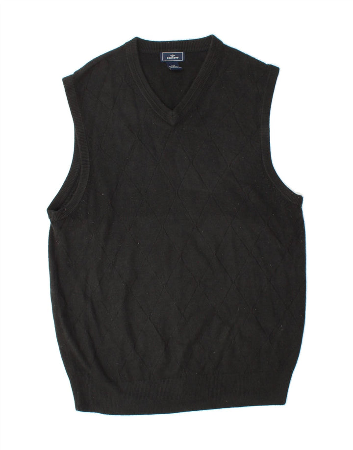 DOCKERS Mens Vest Tank Top Large Black Argyle/Diamond Acrylic Vintage Dockers and Second-Hand Dockers from Messina Hembry 