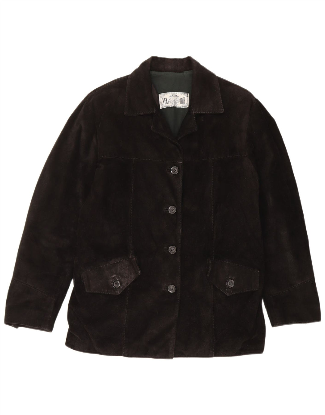 Vintage Womens Suede Jacket IT 42 Medium Black Leather