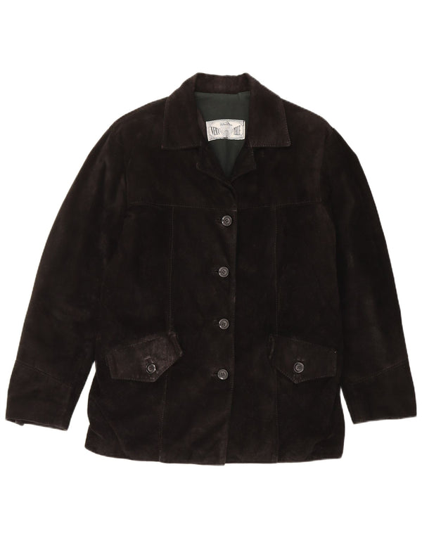 Vintage Womens Suede Jacket IT 42 Medium Black Leather