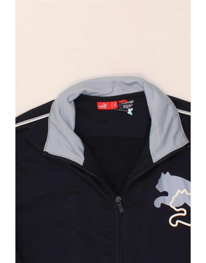 PUMA Mens Graphic Tracksuit Top Jacket Medium Navy Blue Polyester Vintage Puma and Second-Hand Puma from Messina Hembry 