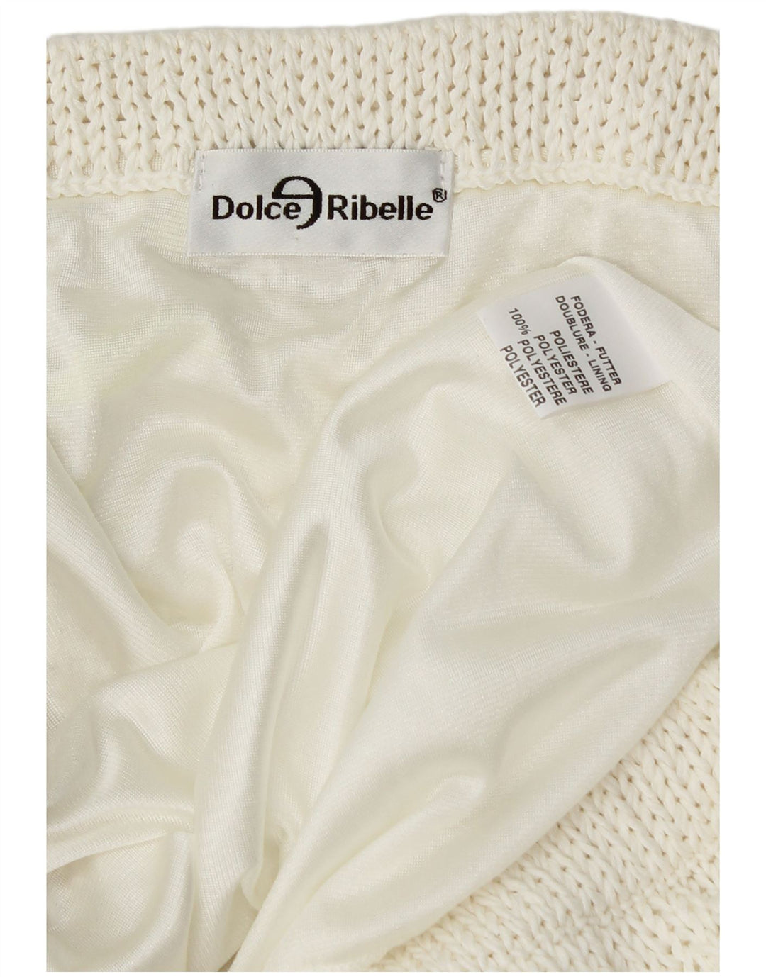 VINTAGE Womens Knit Asymmetrical Skirt W34 Large White Polyester