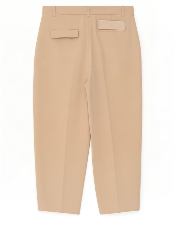 Zara Womens High Waist Pegged Cropped Trousers Large W32 L25 Beige
