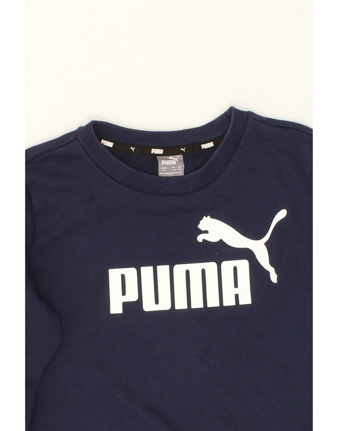 PUMA Boys Graphic Sweatshirt Jumper 9-10 Years Medium  Navy Blue Cotton Vintage Puma and Second-Hand Puma from Messina Hembry 