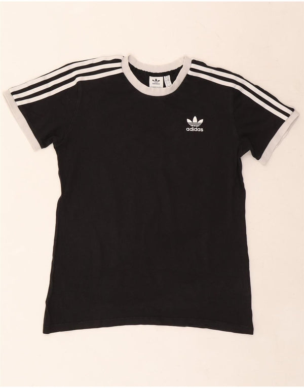 ADIDAS Womens T-Shirt Top UK 14 Medium Black Cotton