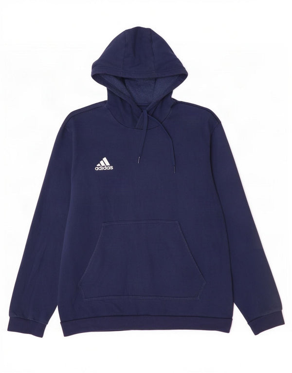 Adidas Mens Hoodie Jumper Large Navy Blue Cotton