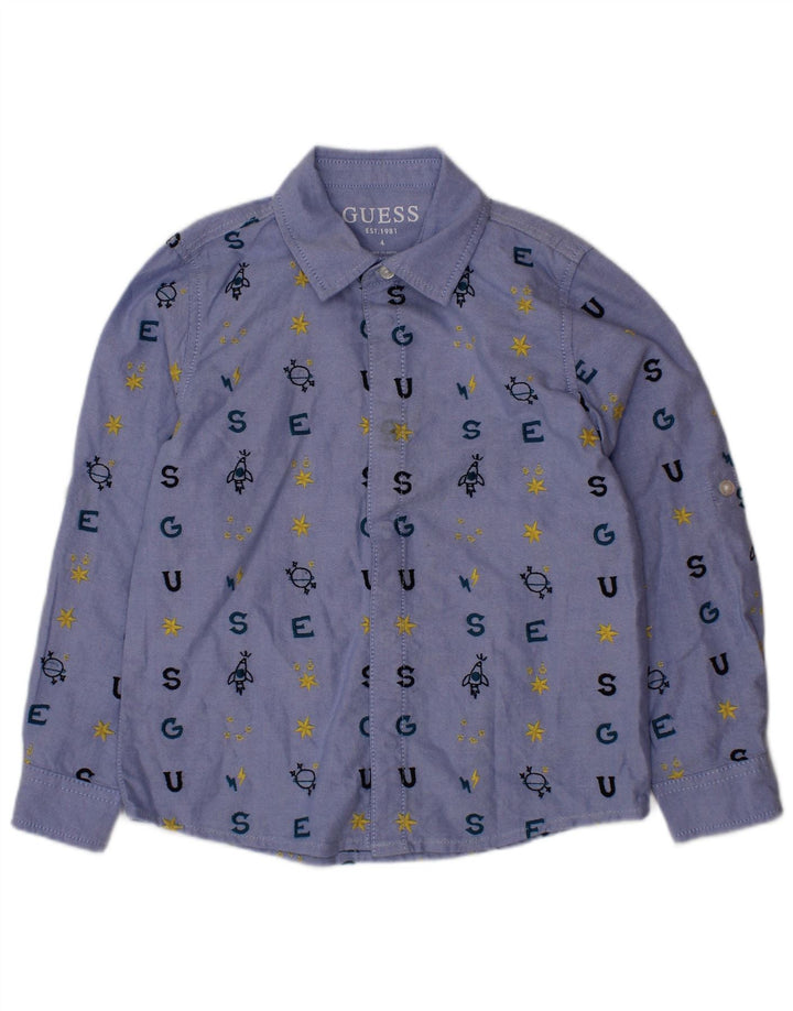 GUESS Boys Graphic Shirt 3-4 Years Blue Cotton