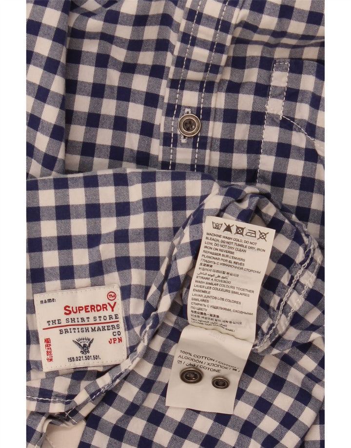 Superdry Mens Shirt Medium Blue Gingham Cotton