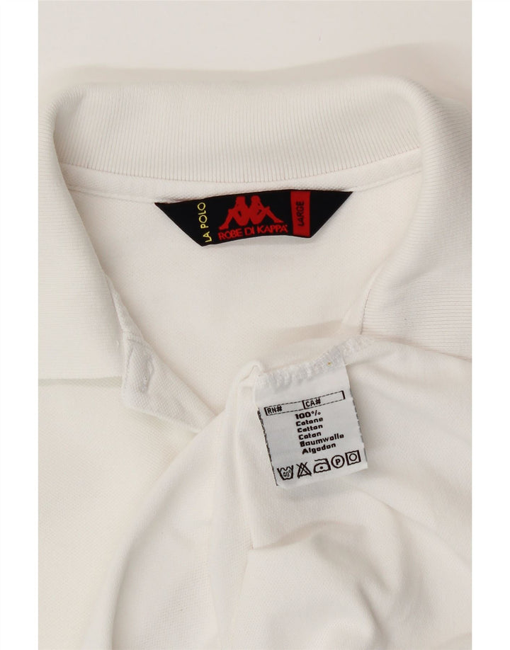 KAPPA Womens Polo Shirt UK 14 Large White Cotton