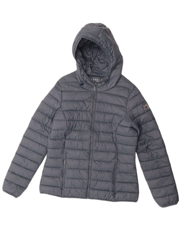 Carrera Womens Hooded Padded Jacket UK 16 Large Blue Polyamide