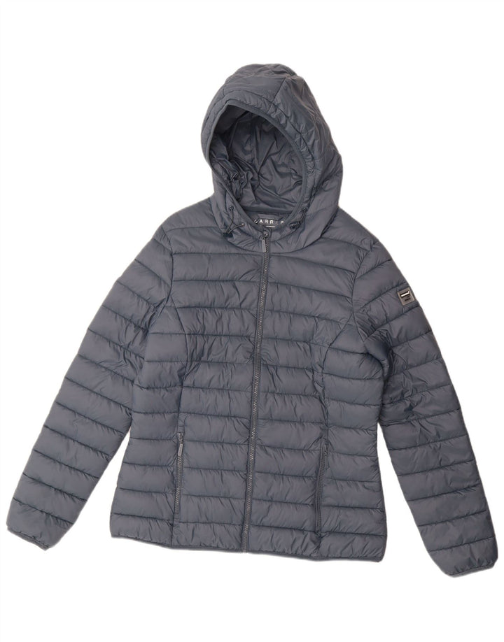 Carrera Womens Hooded Padded Jacket UK 16 Large Blue Polyamide