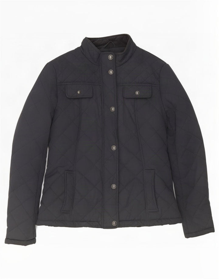 Fat Face Womens Quilted Jacket UK 12 Medium Navy Blue Polyester
