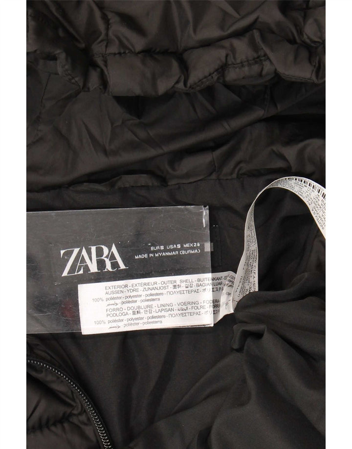 Zara Womens Hooded Padded Jacket UK 10 Small Black Polyester