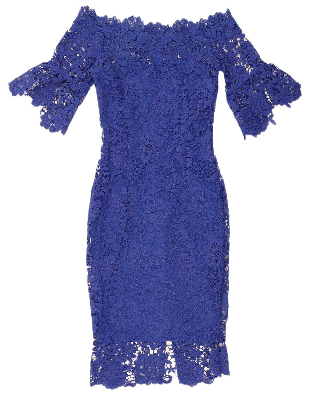 PAPER DOLLS Womens Off Shoulder Dress UK 8 Small Blue Floral Polyester