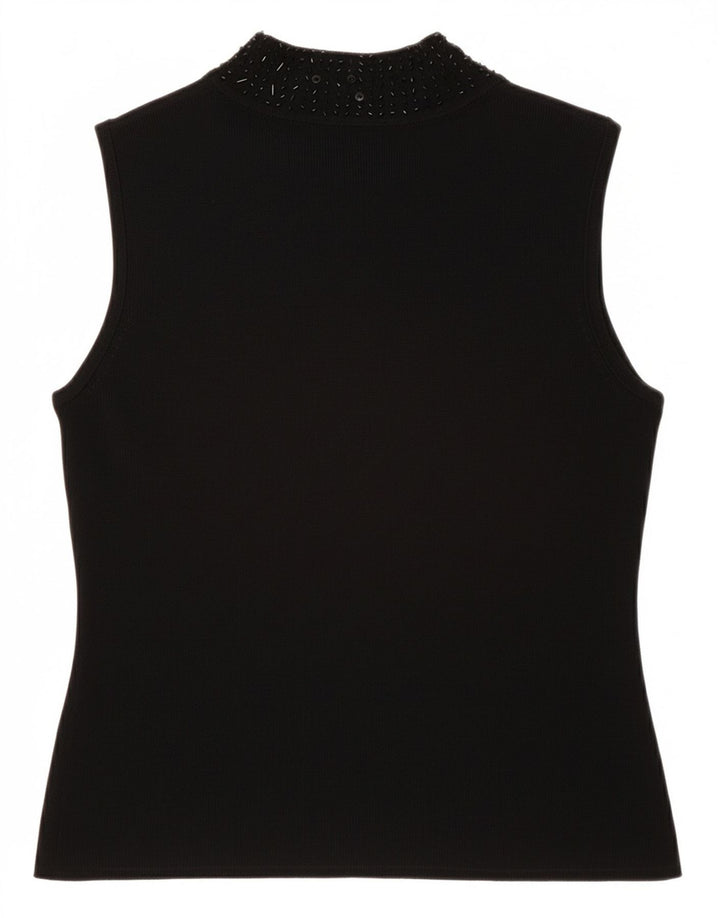 SKY DESIGN Womens Sleeveless Blouse Top US 2 XS Black Rayon