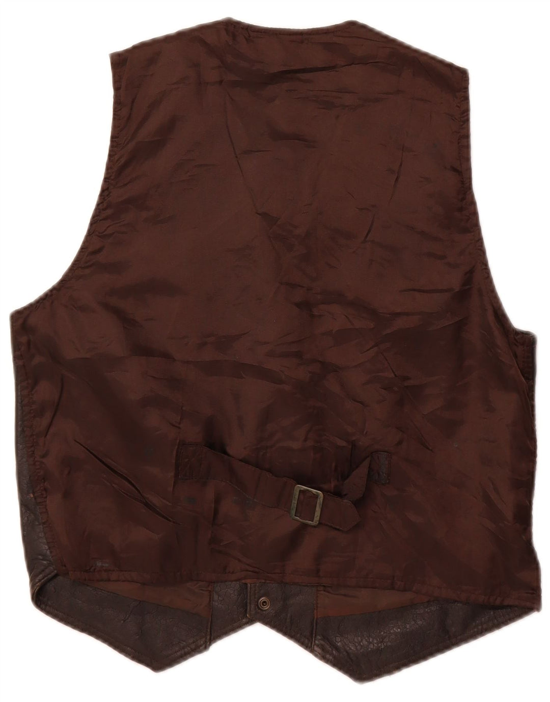 Vintage Mens Leather Waistcoat Medium Brown