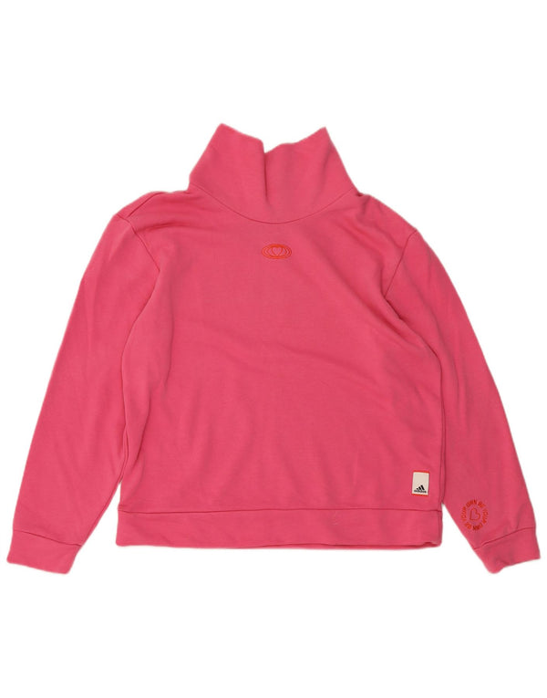 Adidas Womens Graphic Sweatshirt Jumper UK 12/14 Medium Pink Cotton